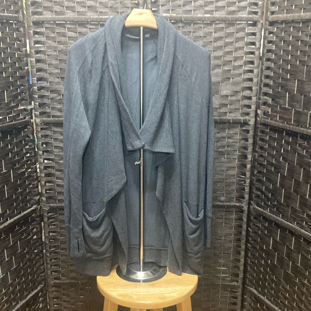 Athleta Stylish Dark Gray Open Front Cardigan- well loved but lots of life left